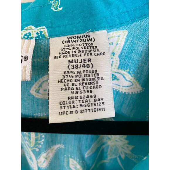 White Stag Womens Plus‎ Teal Bay Floral Butterfly Button-Up Shirt Size 18/20 - Picture 4 of 7